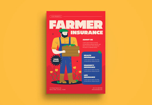Red Bold Minimalism Farmer Insurance Flyer