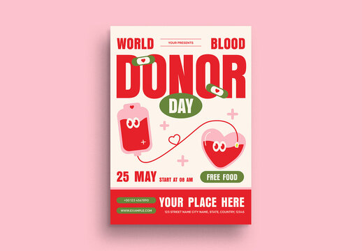 Red Bold Minimalism World Blood Donor Day Flyer Layout