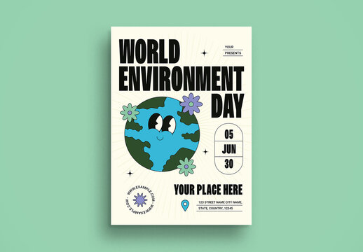 Cream Bold Minimalism World Environment Day Flyer