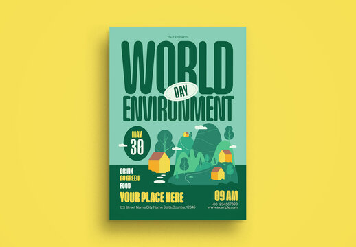 Green Bold Minimalism World Environment Day Flyer Layout