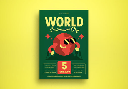 Green Bold World Environment Day Flyer Layout