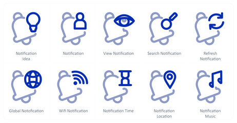 A set of 10 notification icons as notification idea, notification, view notificatio