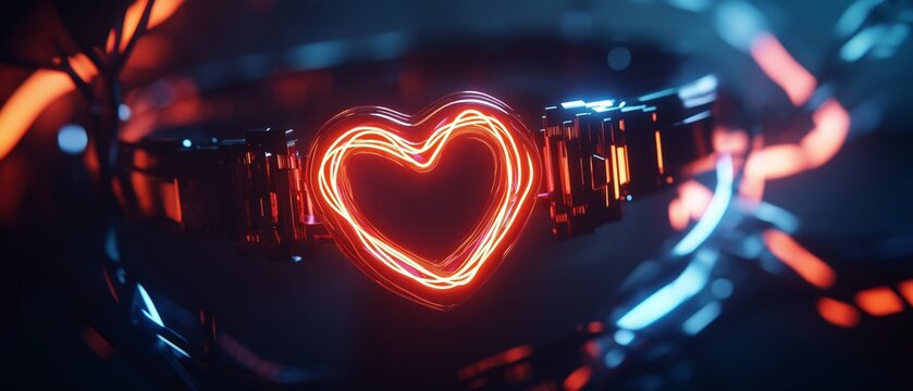 Neon Heart Abstract Background
