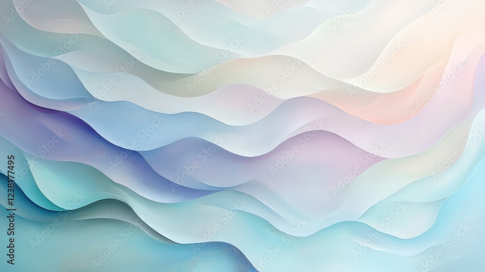 Poster background of soft, undulating curves in pastel colors, creating a sense of calm and fluidity.
