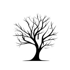Silhouette of a Leafless Tree: A Minimalist Winter Nature Illustration