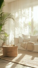 Bright and Airy Living Room with Natural Light and Cozy Decor