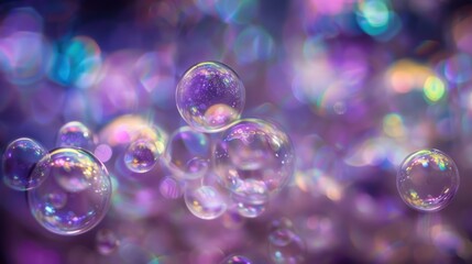 Naklejka premium Enchanted Bubbles: A Symphony of Purple and Light