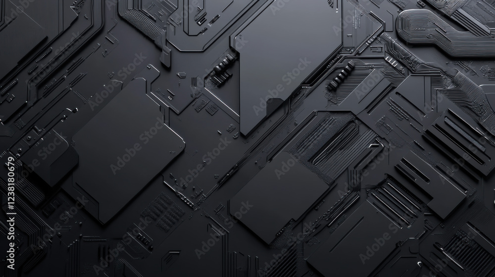Aufkleber intricate black circuit board design showcasing advanced technology in a modern setting