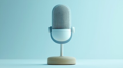 Professional microphone on stand, crystalclear audio capture for broadcasting, recording and podcasting