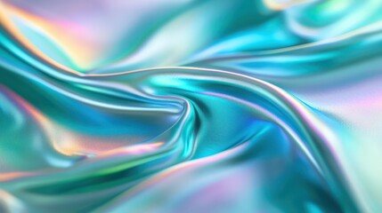 Obraz premium Luxurious blue and green silk fabric, smooth texture, elegant folds, vibrant colors for fashion decor