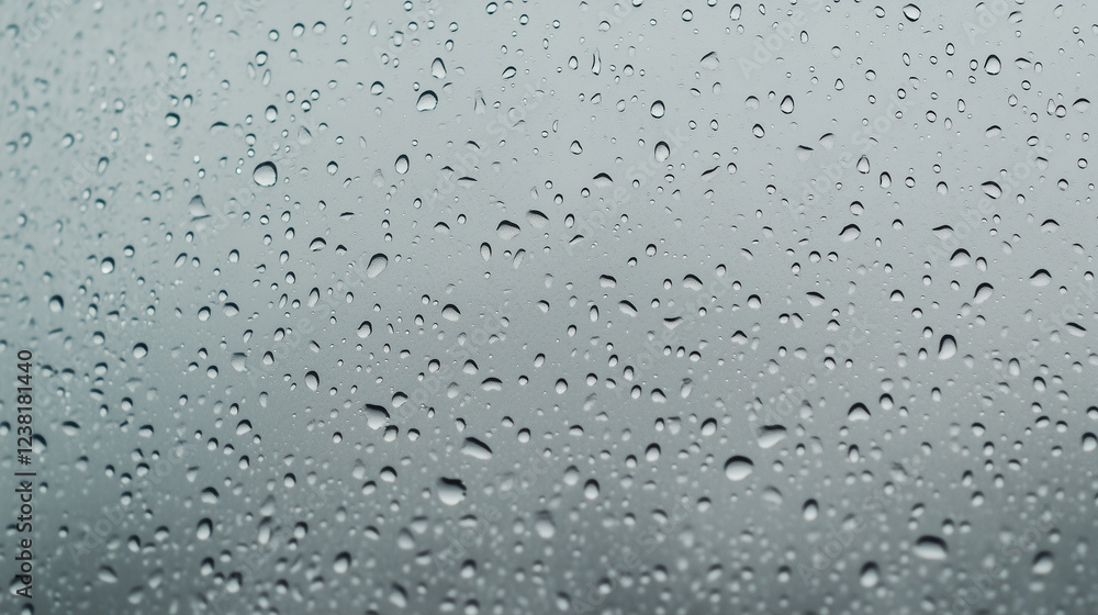 Poster raindrops on glass: abstract texture of water droplets on a glass surface, creating a mesmerizing pa