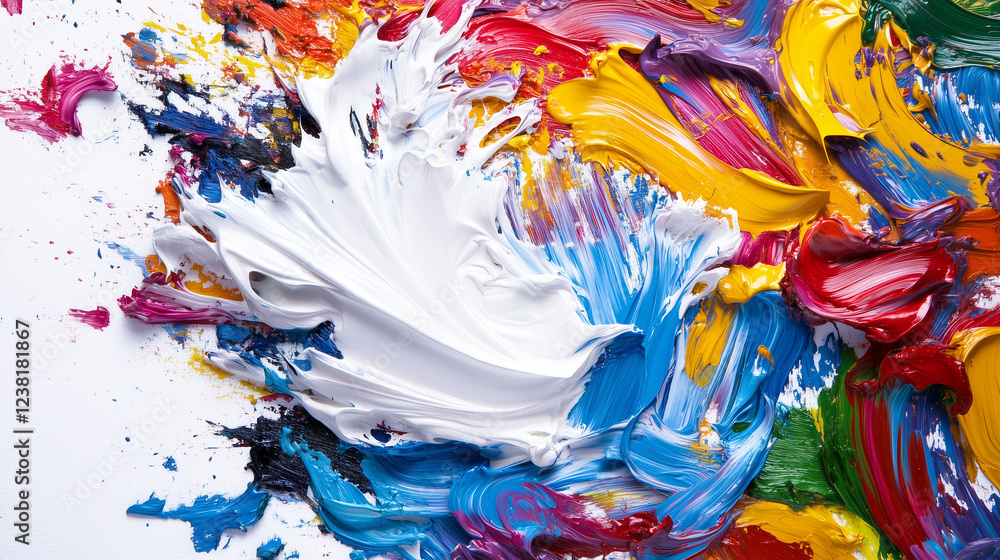 Poster vibrant acrylic paint texture: an explosion of color and texture, showcasing the expressive power of