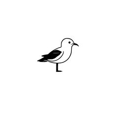 Monochromatic Seagull Illustration: Minimalist Bird Graphic Design