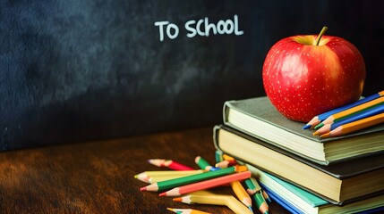 Back to School Supplies on Wooden Desk