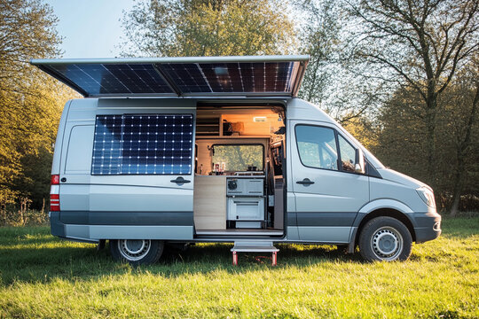 Modern camper van equipped for off-grid adventures