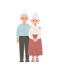 Old man and woman. Vector color illustration on a white background.
