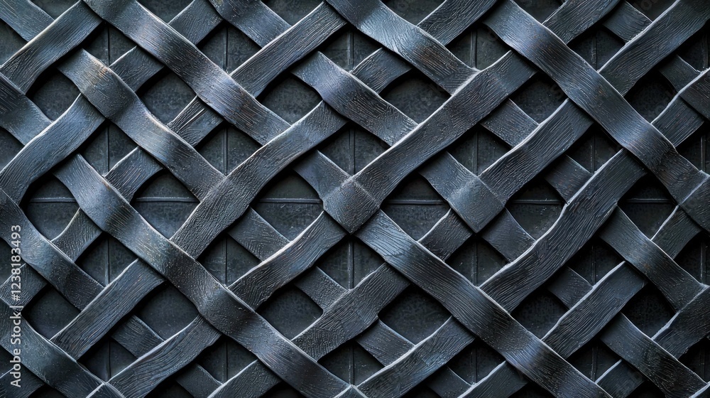 Poster intricate textured weave pattern on dark surface background