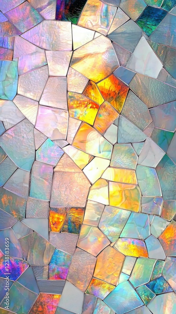 Poster vibrant mosaic pattern with iridescent colors and shimmering effects