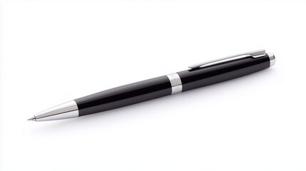 Classic Black Ballpoint Pen: A sleek, modern black ballpoint pen with silver accents lays on a clean surface, ready for action. This image embodies professional simplicity and elegance.
