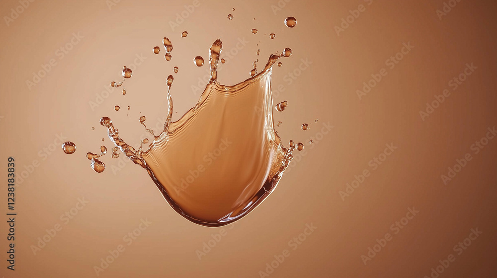 Poster liquid explosion: a mesmerizing burst of liquid creates a stunning abstract form against a muted bro