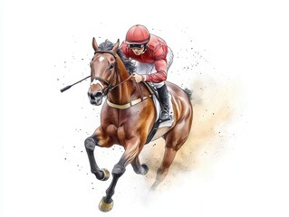 Thrilling horse race, jockey and horse compete in highstakes equestrian competition