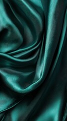 Obraz premium Elegant Teal Satin Fabric with Smooth Texture and Natural Drapery