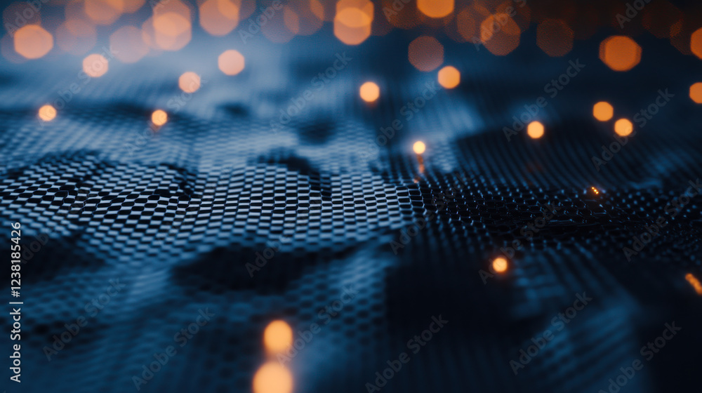 Aufkleber Intricate glowing hexagonal patterns illuminated in a dark space creating a mesmerizing visual effect