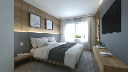 Modern Minimalist Bedroom with Natural Light and Clean Lines