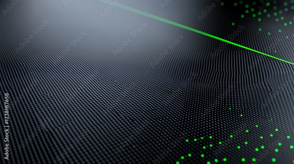 Poster abstract digital grid with green lines and dots, showcasing futuristic technology and data concepts.