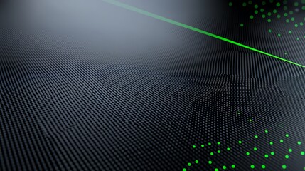 Abstract digital grid with green lines and dots, showcasing futuristic technology and data concepts.