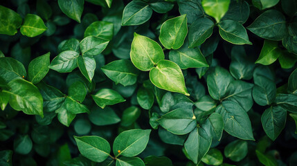 A close-up view of various green leaves showcasing their textures and colors.