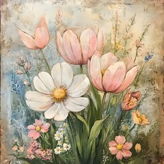 International Women's Day. Banner, flyer, beautiful postcard for March 8. Flowers and butterflies in the shape of the number eight on a pink background.
