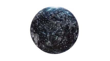 Fototapeta premium Planet earth rotating with glowing lines showing international connections on transparent background