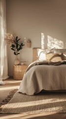 Cozy Modern Bedroom with Natural Light and Serene Decor