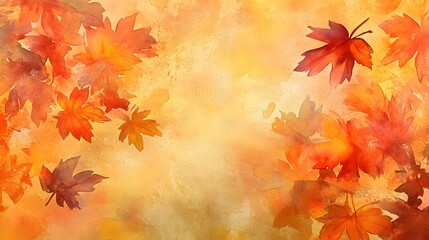 Autumn Watercolor Leaves Background Design