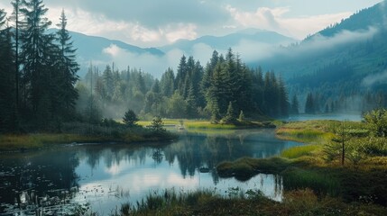 Obraz premium Aerial view of a winding river through a lush green forest. Nature landscape, waterway, ecosystem, serene scenery.