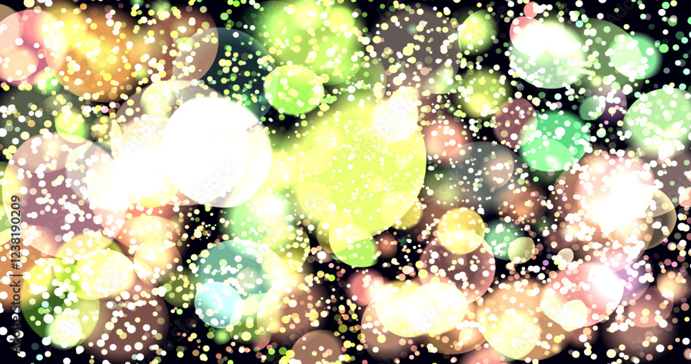 Poster vector illustration with bokeh effect, made in soft lilac and blue tones. many glowing particles of 