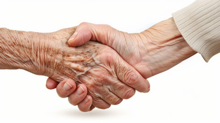 Fototapeta premium Close-Up of Elderly Hands Shaking in Friendship