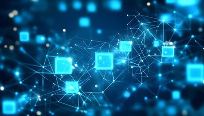 Obraz premium Abstract Network of Interconnected Blue Cubes