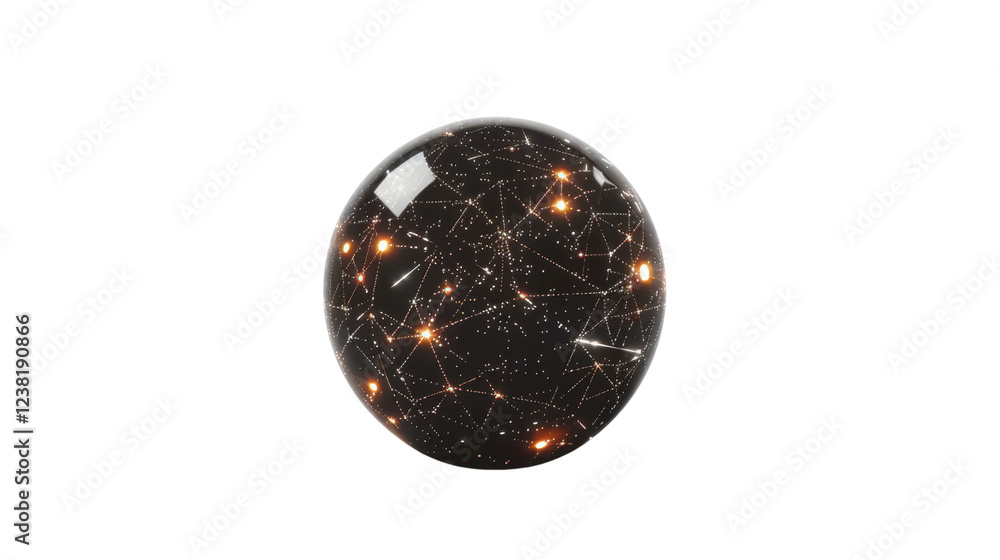 Aufkleber black sphere showing interconnected network with transparent background
