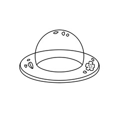 A white hat with a blue rim and a clear dome