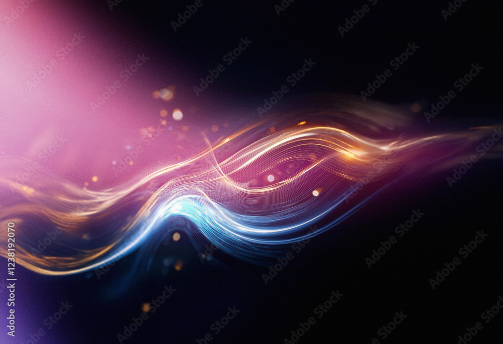 Aufkleber abstract sci-fi background featuring a double exposure of vibrant, glowing waves and particles. the 