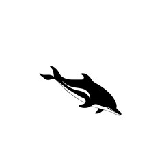 Elegant Black Dolphin Silhouette: A Stunning Vector Graphic of Marine Wildlife. Perfect for nature documentaries, marine conservation projects, and ocean-themed designs.