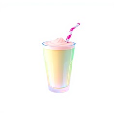 Colorful milkshake in a glass with straw