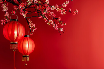 Beautiful holiday composition for happy celebrate chinese festival of lanterns, abstract vivid composition consists of fictional unreal fantastic vision on background