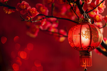 Obraz premium Beautiful holiday composition for happy celebrate chinese festival of lanterns, abstract vivid composition consists of fictional unreal fantastic vision on background