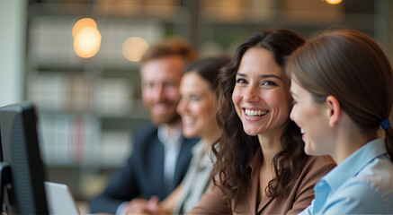 Obraz premium portrait of cheerful business people in the office 