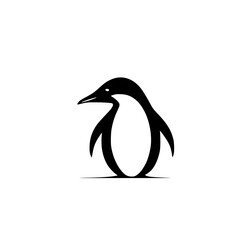 Elegant Minimalist Penguin Logo Design:  A Simple Black and White Vector Illustration of a Penguin, Perfect for Branding and Graphic Design Projects.