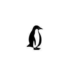 Elegant Penguin Icon: Minimalist Black and White Vector Graphic