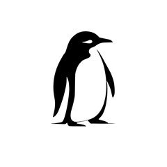 Elegant Penguin Silhouette: Minimalist Black and White Bird Vector Graphic